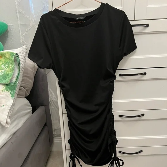scrunch shirt dress Solid Scrunch Long Sleeve Shirt Dress